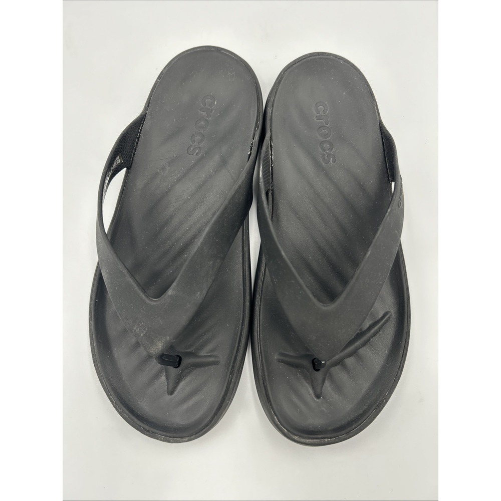 CROCS Getaway Platform Flip Thong Sandals Black Size 8 - Picture 1 of 8